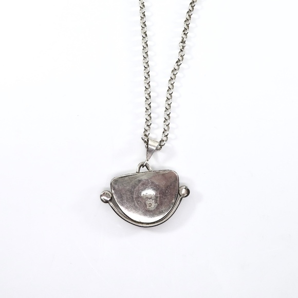 Banded Agate Pendant Necklace, Sterling, Signed - Picture 6 of 7